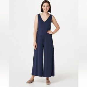 AnyBody Deep Blue V-Neck Jumpsuit
